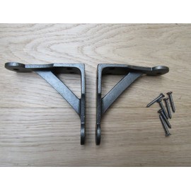 Ironmongery World Pair of Cast Iron Penny End Rustic Shelf Bracket Wall Support Books Storage (4")