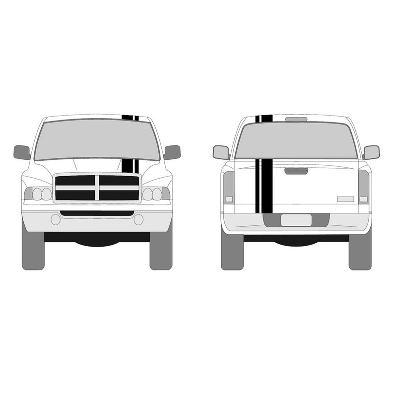 2" & 6" Double Offset Vinyl Racing Stripes Decals Pickup