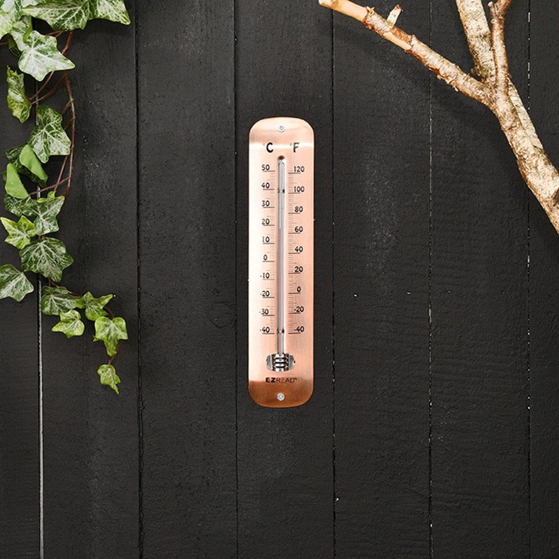 MAISONICA 30cm Copper Plated Garden Wall Thermometer Temperature Gauge