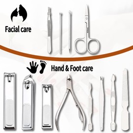 Manicure Set Professional Nail Clippers Pedicure Kit 12 in 1, Fingernail and Toenail Care Tools Stainless Steel Grooming Kits with Luxurious Travel Case(Black)