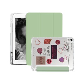 Case for IOS Tablet Accurate Hole Position Silicone Material Stable Support Protective Cover with Pencil Holder Green 10.5in