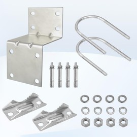 MOOKEERF Antenna Pole Mount Bracket Kits - 1 Set Antenna Pole Mast Mount Bracket with U-Bracket Assembly + 4 Screws for Outside Home Antenna Pole Holder