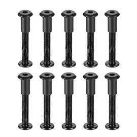 sourcing map 10 Sets Screw Column 5/16 Inch (8 mm) Exterior M6 x 50 mm Strengthening Carbon Steel Black