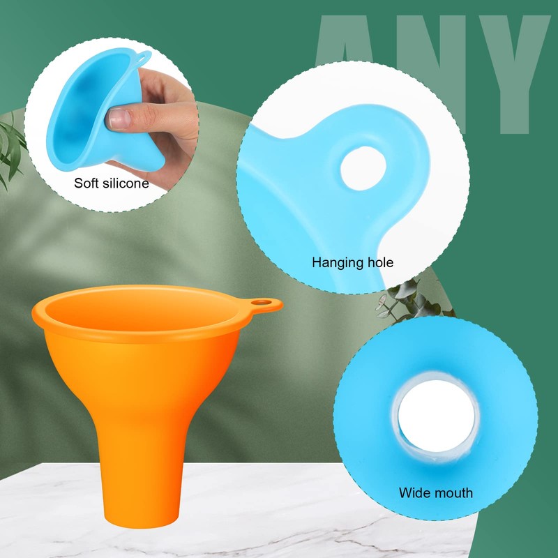 Lauwell Silicone Funnels 4 Pieces Wide Mouth Funnel Flexible Condiment