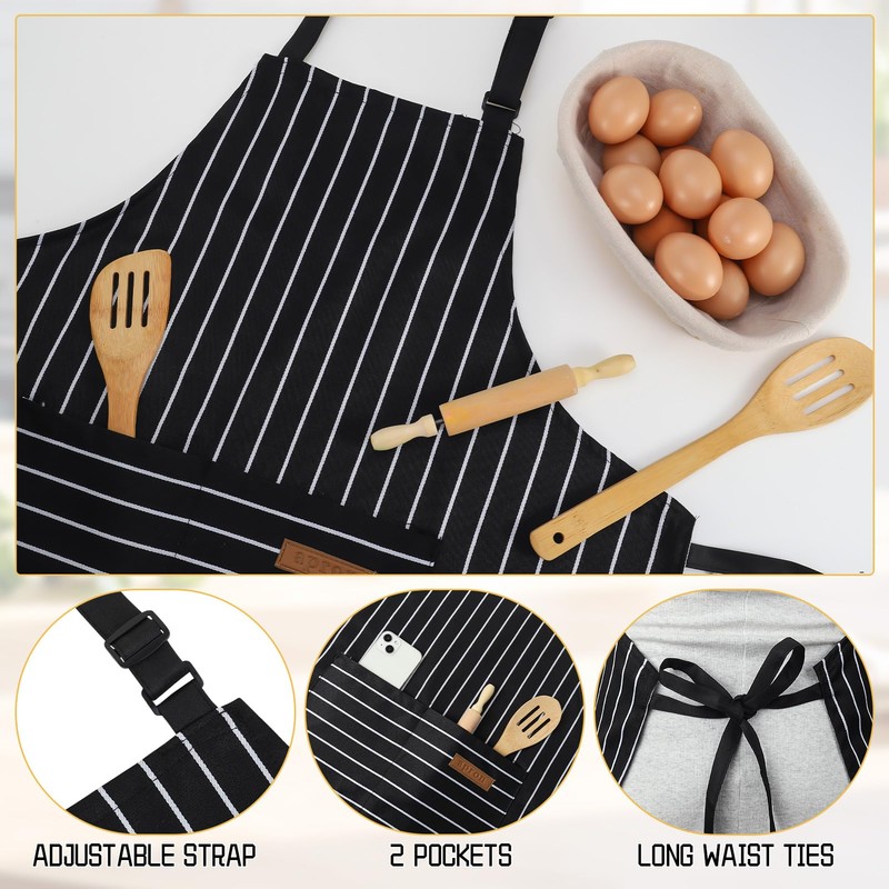 ViEinkaufen 2 Pack Kitchen Aprons with Pockets for Men Women,