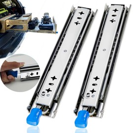 CXHIIA 1 Pair Heavy Duty Locking Drawer Slides Full Extension Runners with Lock 12 14 16 18 20 22 24 26 28 30 32 34 36 38 40 Inch Side Mount Ball Bearing Rails Tool Box Runner Track Glides 250 Lbs