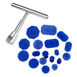 Huakaile 19 PCS Car Dent Puller Kit, Body Dent Removal Tools with 1 T Post Puller+ 18 Small Pads, Hail Damage Dent Repair Kit Mini Dent Fixer for auto Door Automotive refrigerators (1)