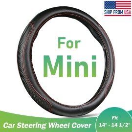 edailytool Small Size Non-Slip Leather Car Steering Wheel Cover For Mini 13.75-14.25 inch