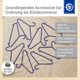 Bieco Children's Coat Hangers, Plain Colours, Packs of 8/16/32