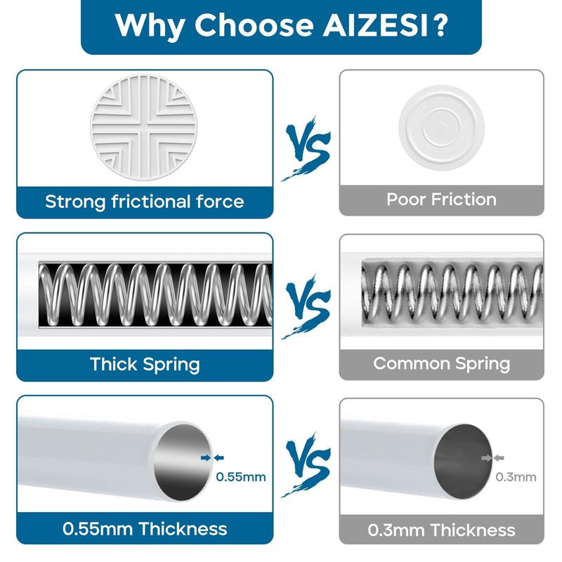 AIZESI 2 Pack Spring Tension Curtain Rod 23-46 Inch Adjustable