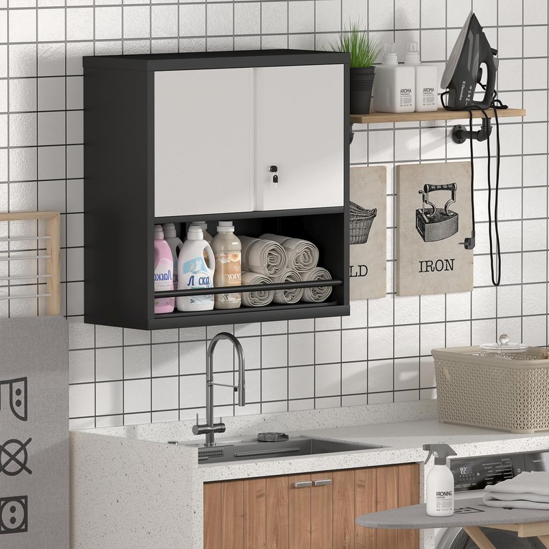 STEELIST Metal Cabinet Wall Mounted, Garage Storage Cabinet Heavy Duty,