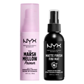 NYX PROFESSIONAL MAKEUP NYX PROFESSIONAL MAKEUP Marshmellow Smoothing Primer + Makeup Setting Spray, Matte Finish, Long-Lasting Face Mist for up to 16HR Wear (Pack of 2)