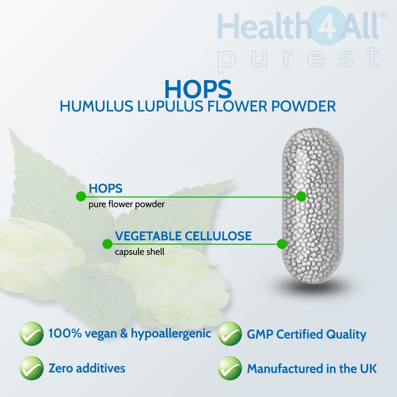 Hops 400mg 60 Capsules (V) .(not Tablets) Purest: no additives.