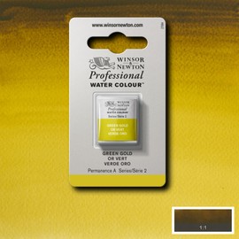 Winsor & Newton 8840179 Professional Watercolour Paint, Vivid Watercolours in Artist Quality, High Colour Brilliance & Luminosity, Non-fading, Archival Quality, 1/2 Bowl - Green Gold