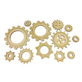 12pc. Set of Wooden Gears - Cool Industrial & Steampunk Design - Laser-Cut Thin Birch Plywood
