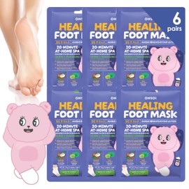 Innerest ONSOI 6PK Moisturizing Foot Mask for Dry Cracked Feet, Hydrating, Nourishing Foot Mask for Soft, Smooth, Baby Feet (6PK Coconut + Cica)