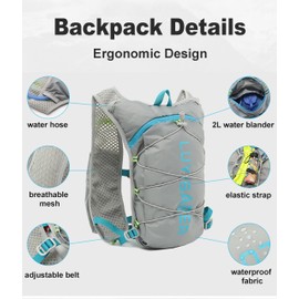 Running Backpacks, Lightweight Running Hydration Vest Backpack with Reflective Design, Functional Running Vest, Hydration Vest Pack for Outdoor Climbing Hiking Cycling Biking (Gray, one size)