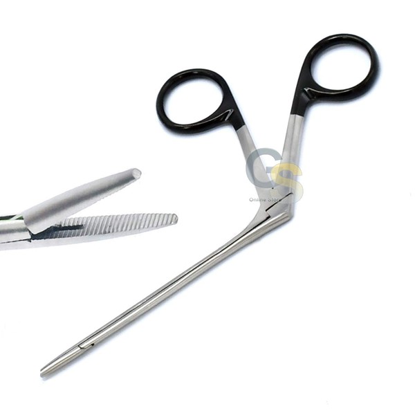 G.S - Forceps - Alligator, 3.5in. Serrated Black Rings Ent Instruments