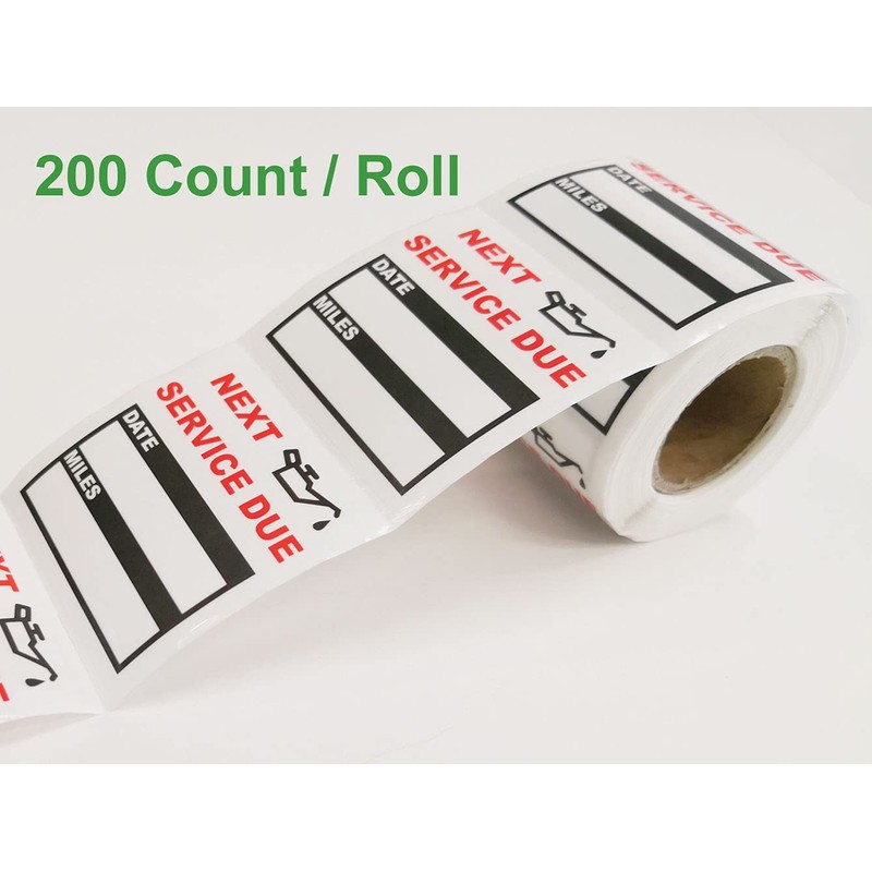 200 Count Clear Oil Change Stickers, 2 X 2 Inches