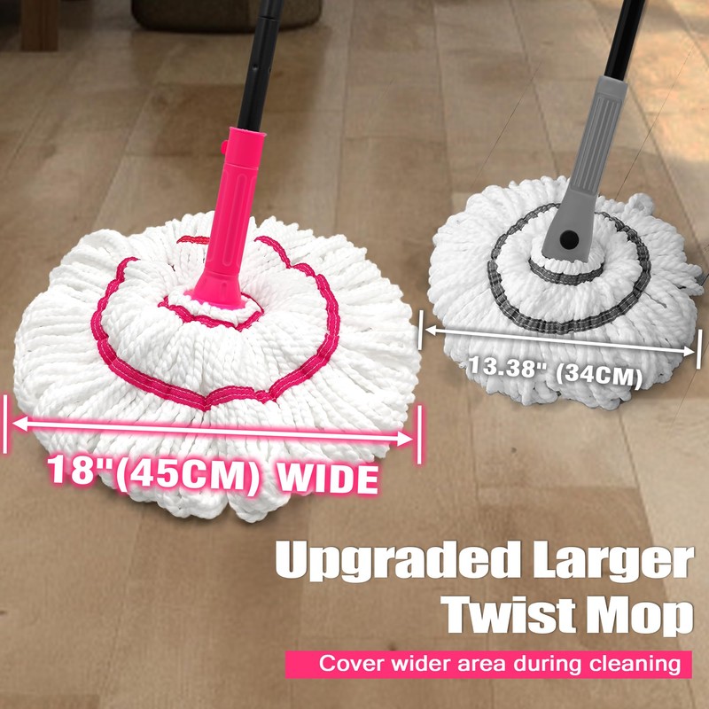 NEWE Self Wringing Twist Mop for Floor Cleaning, Upgraded 18-inch
