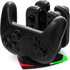 Tideal - 5 in 1 Charging Station for Four Switch Joy-Con and one Pro Controller - Charge simultaneously - Charging Dock for Gamepads with Indicator Lights