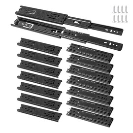 Biugaaufai 8 Pairs 8 Inch Black Full Extension Drawer Slides, Side Mount Drawer Slides with Screw, Ball Bearing File Cabinet Rails for Kitchen and Office Cabinet