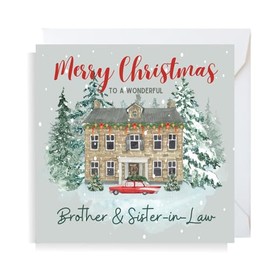 Second Ave Brother & Sister-in-Law Christmas House Square Xmas Holiday Festive Greetings Card