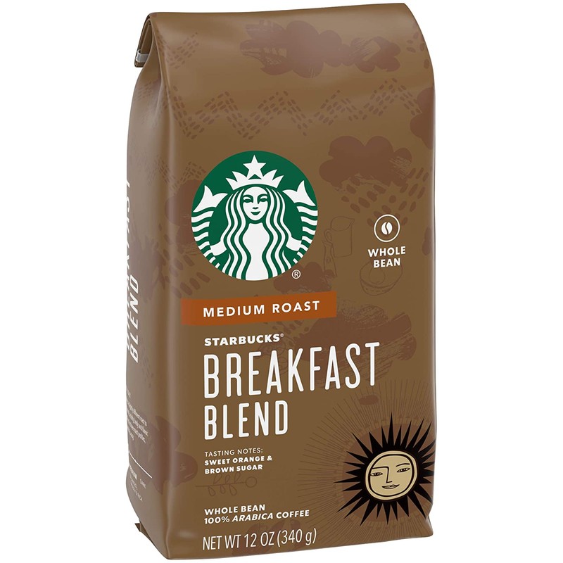 Starbucks Breakfast Blend Coffee (Medium), Whole Bean, 12-Ounce Bags (Pack