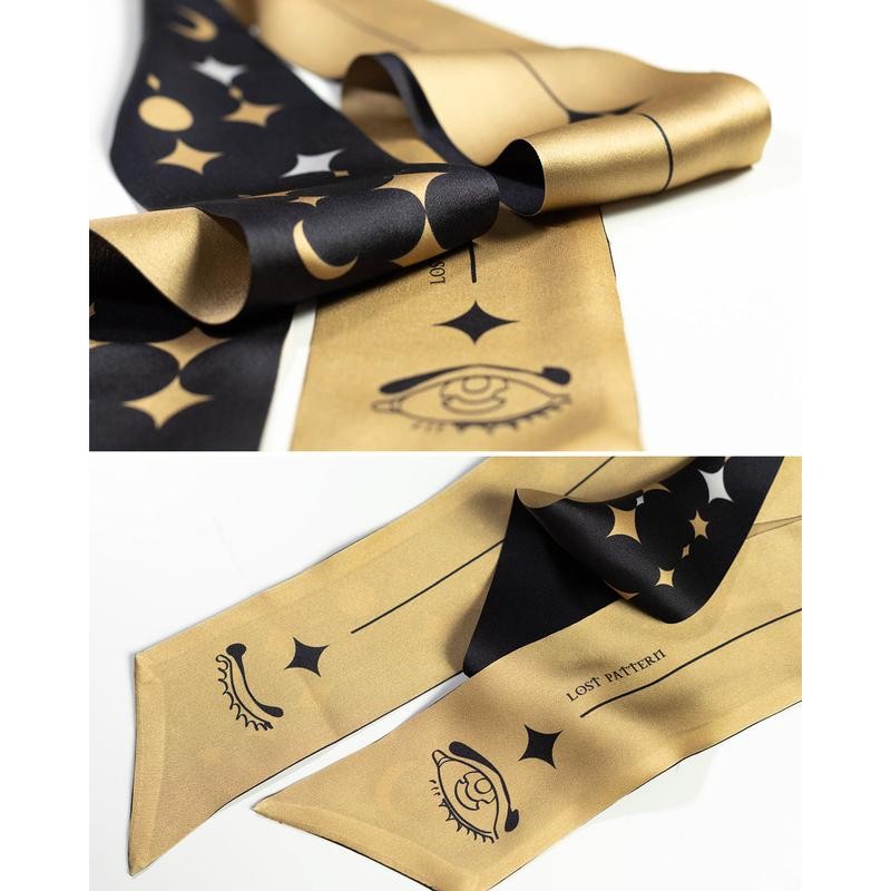 "Moonlit Stars" Silk Neck Bow Scarf