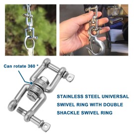 ECSiNG 4 Pack 316 Stainless Steel Double Shackles Swivel M6x67mm Double Jaw Anchor Connector for Garden Yard Boat Outdoor