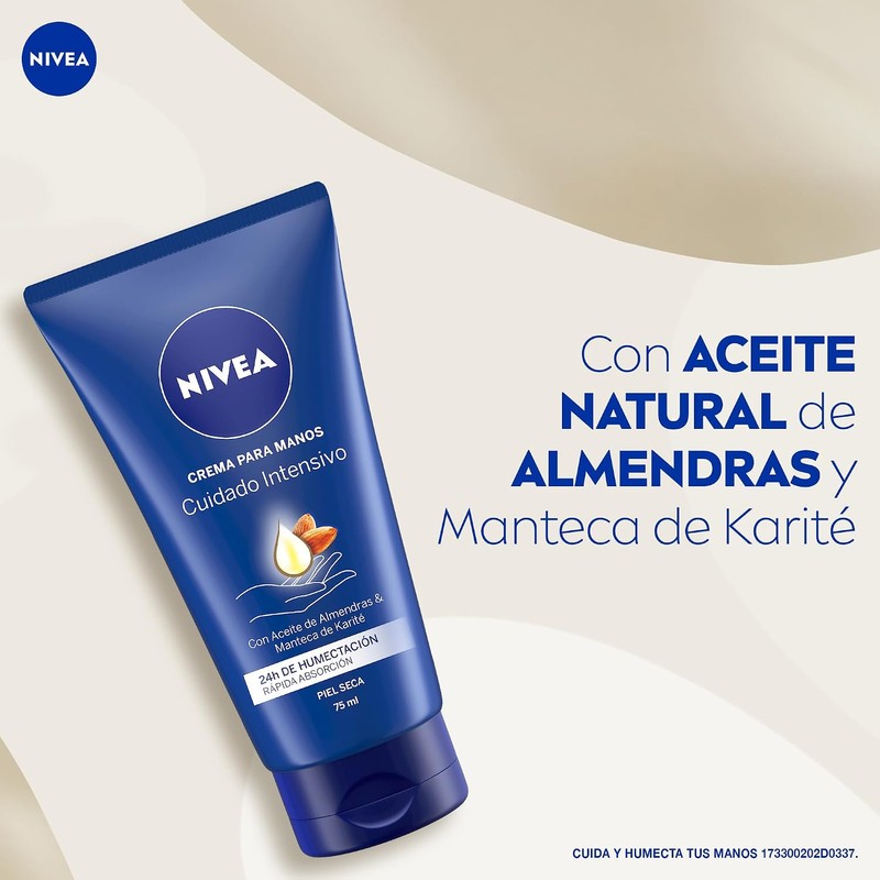 NIVEA Crema Para Manos Piel Seca con Aceite de Almendras,