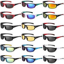 Leumoi 18 Pairs Sports Sunglasses Tactical Running Sunglasses Driving Shade Motorcycle Glasses for Men Women Youth(Stylish Color)