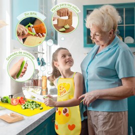 30 Piezas Montessori Herramientas de Cocina para niños, Cuchillos para Niños con Delantal, Juego Utensilio de Cocina Infantil para Cocinar y Cortar Pasteles, Frutas y Verduras para Niñas Niños Juguete