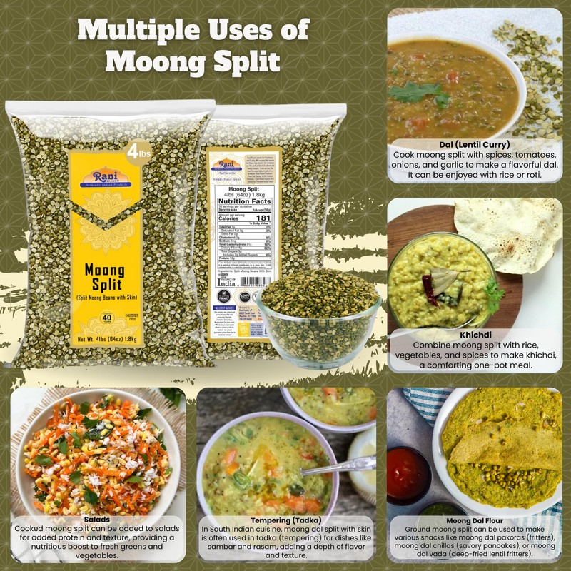 Rani Moong Split (Split Mung Beans with Skin) Lentils Indian