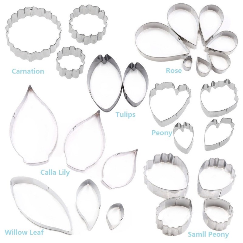 26個 ステンレススチール ガムペースト 花と葉のカッターセット フォンダンフラワー クッキーカッター シュガークラフト フラワーメイキングツール 結婚式 誕生日ケーキデコレーション