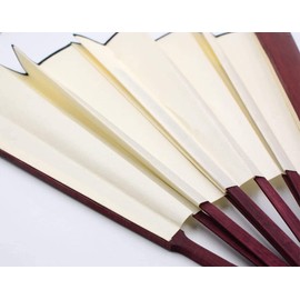 HONSHEN Folding Fan,Handheld Chinese Arts Fans,Bamboo Hard Paper Hand Fans with a Fabric Sleeve for Performance Decorations and Gifts,13inch (Creamy White)
