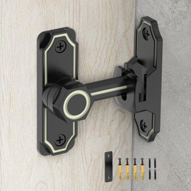 90 Degree Barn Door Lock Gate Latch, 90/180 Degree Door Hasp Latch, Sliding Door Lock Flip Latch for French Door, Wood Screen Door, Pocket Door, Fence Door (Luminous Black, 1)