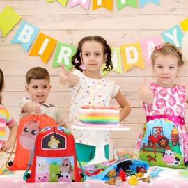 32 Pcs Farm Animal Drawstring Bags 10 x 12 Inch Farm Animal Party Favor Bags Farm String Bags Animal Candy Goodies Treat Bags for Kids Girls Boys Birthday Party