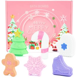 Oahiwlh Christmas Bath Bombs - 6 Pack Handmade Bath Bombs Set - Natural Organic Showe...