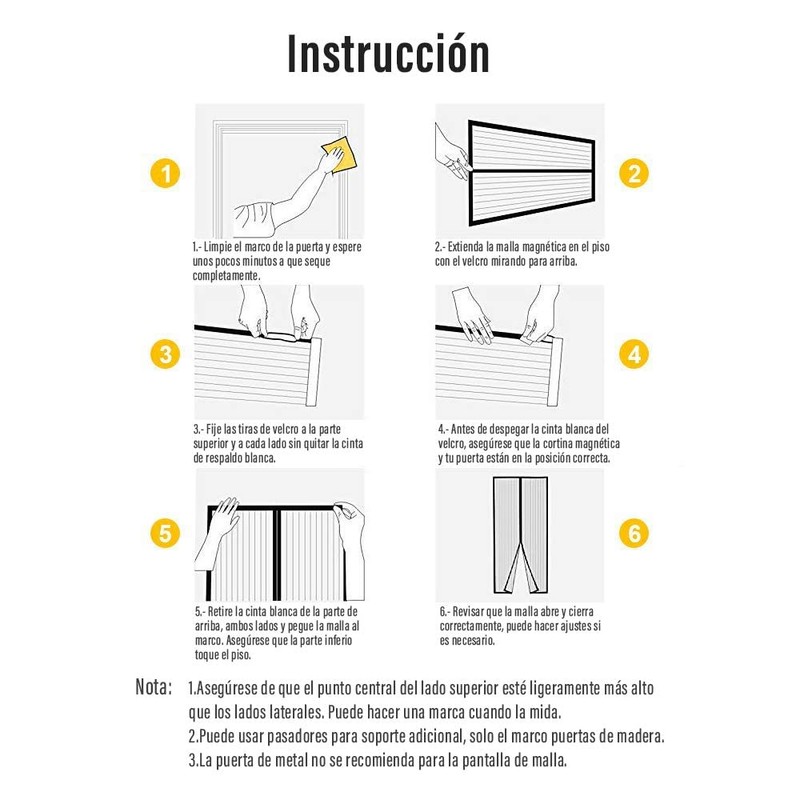 Cheelom Puerta de pantalla magnética Malla para puerta(120cmX210cm), Film para