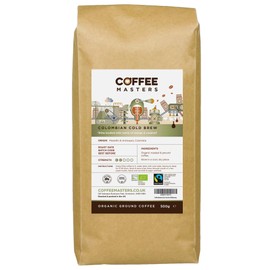 Coffee Masters Colombian Cold Brew Ground Coffee - 500g Light Roasted Espresso Ground Coffee for Cold Brewing - Organic, Single Origin, Fair Trade Coffee Ground from 100% Arabica Coffee Beans