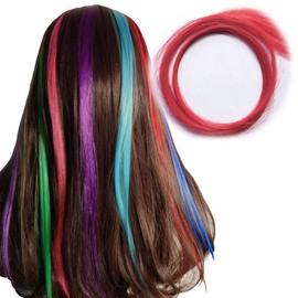 Addnew Seal Extensions, 100% Human Hair, Set of 5, Various Colors, Long Lasting Extensions, 23.6 Inches (50 / 60 cm), Red