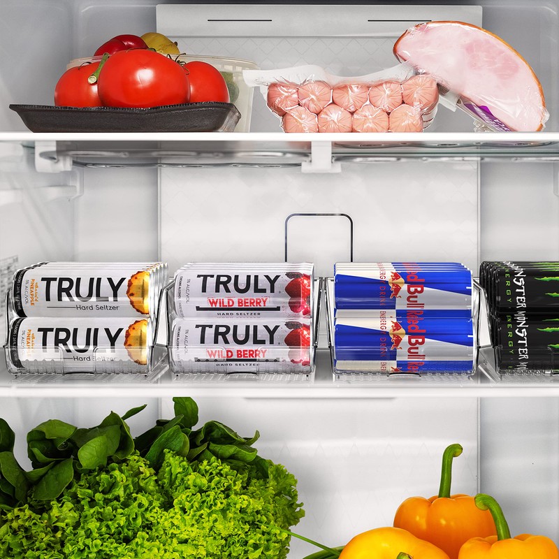 Simple Houseware Skinny Can Organizer for Pantry/Refrigerator, Clear, Set of