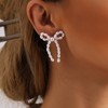 Bow Earrings for Women Sparkling Zircon Bow Tassel Earrings Ribbon