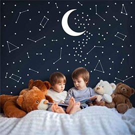 DXLING 190 Gold Star Constellation Wall Decal Kids Bedroom Removable Decoration Outer Space Nursery Sticekrs Zodiac Astronomy Art Mural Decor ZB162 (White)