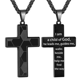 GLITTO Soccer Cross Necklace for Boys Men Stainless Steel Pendant Chain Religious Christian Baptism First Communion Confirmation Stuff Gear Accessories Jewelry Gift Black