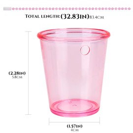 Biiange 12Pcs Pink Shot Glasses with Necklaces, Hen Party Mini Plastic Cups, for Birthday Wedding Festival Parade Party Favor Groom Bride Supplies (Pink)