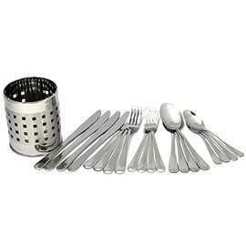 Chef Craft Heavy Duty Flatware Set with Holder, 20 Piece Set, Stainless Steel