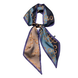 JERLA - Bufanda de seda de morera con cinta para el cabello, para mujer, cuello de satén para bolso de pelo, bufandas, 3 Hebilla Azul, 59"X5.9"