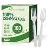 SUYANGECO Compostable Disposable Forks 100 Count 100% Compostable Bulk Forks